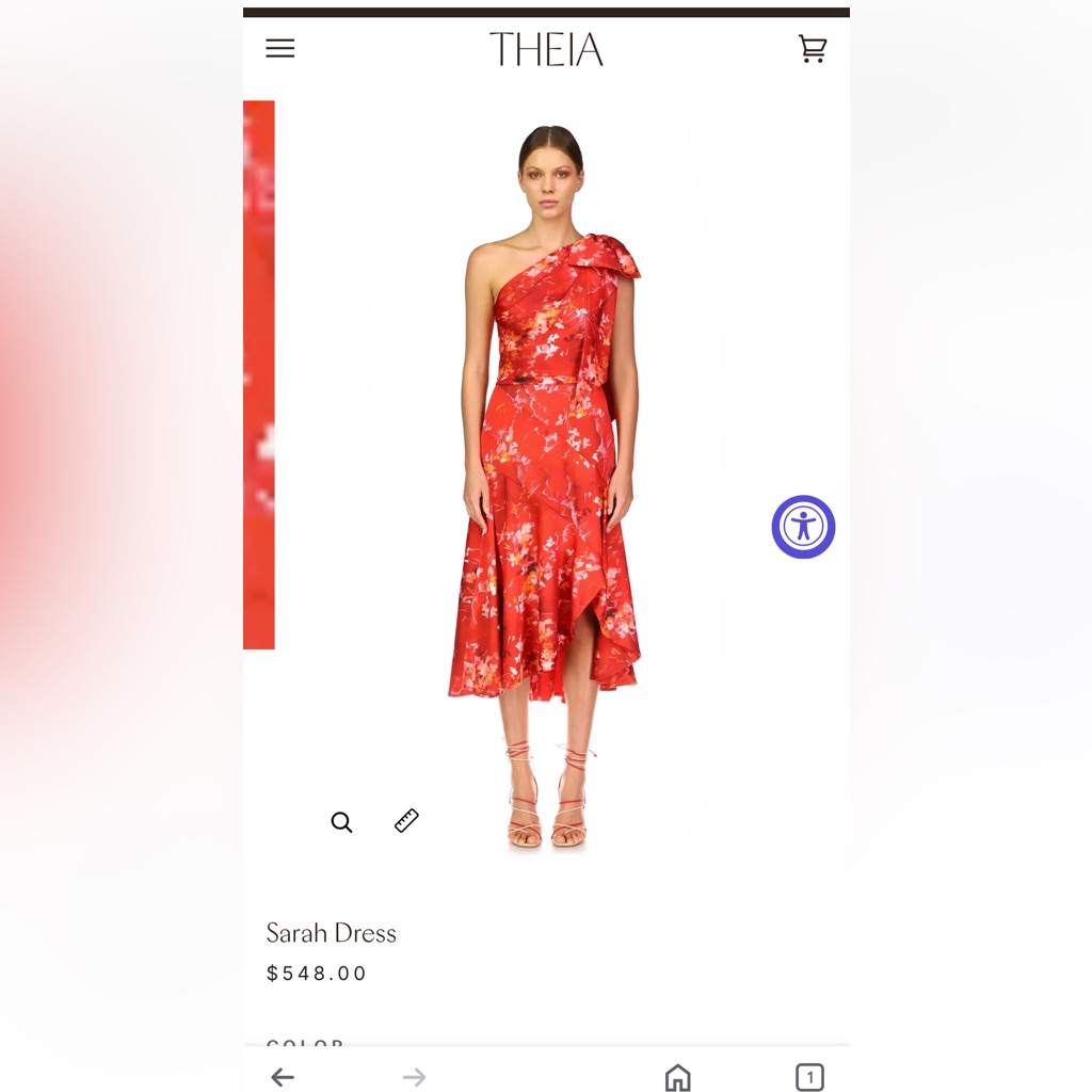 Red/Floral Theia Dress. Size 8